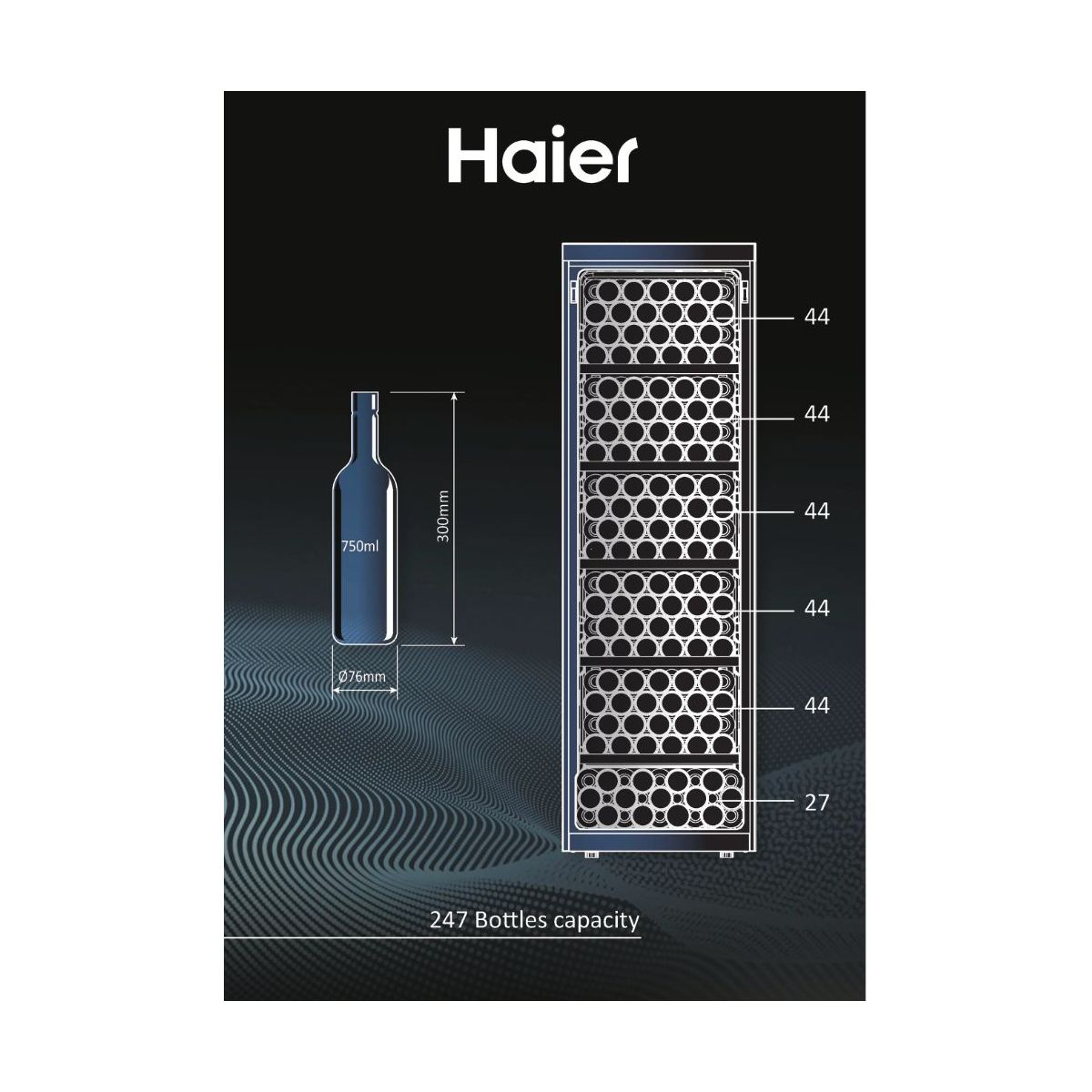 Cave à vin vieillissement HWS247FDU1 couleur unique, HAIER