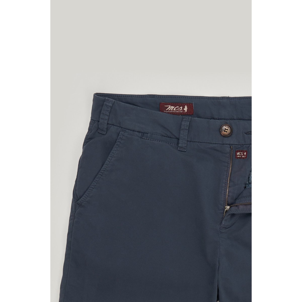 Bermuda chino en gabardine unie bleu marine, MCS