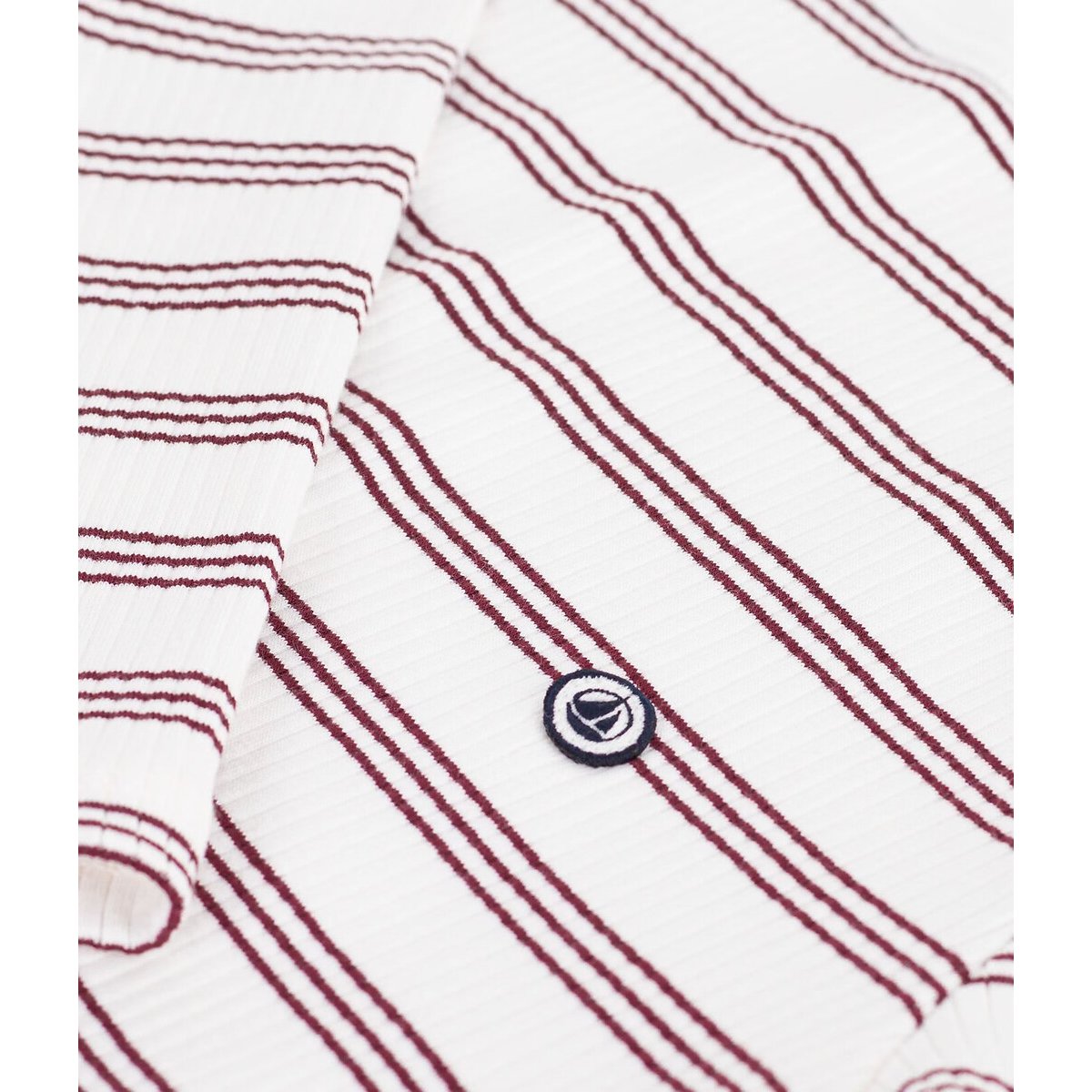 Gestreiftes Shirt Iconique aus Baumwolle mit U-Boot-Ausschnitt weiss/schwarz, PETIT BATEAU