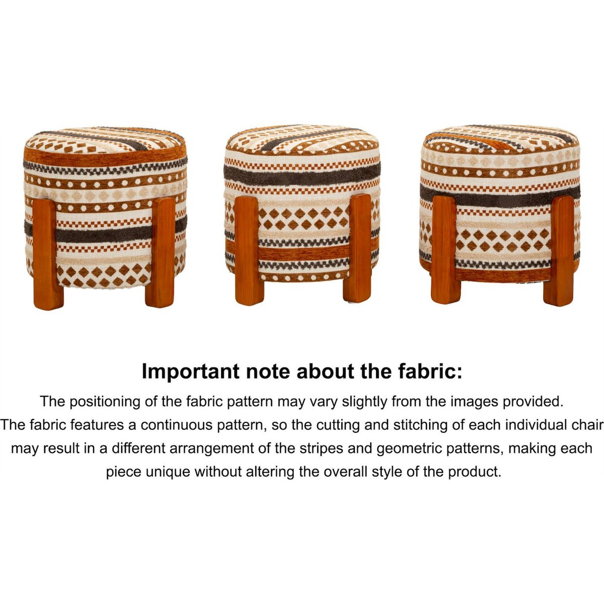 Pouf ethnique motifs expressifs pieds bois multicolore, RECOLLECTION