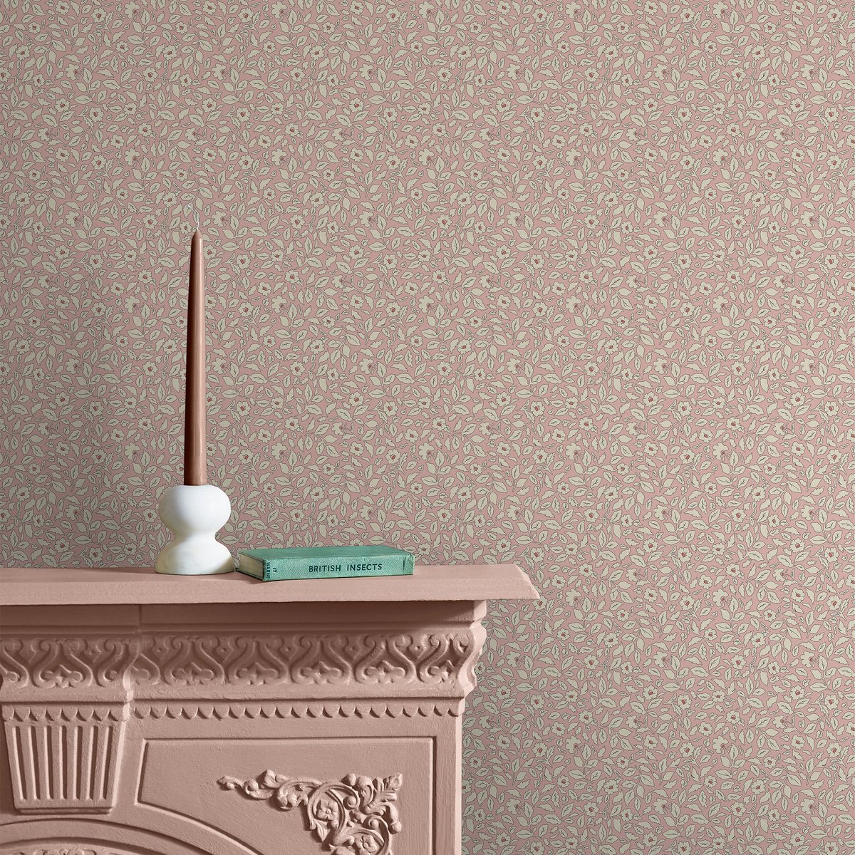Papier peint Farandole de petites fleurs rose, beige, JOULES