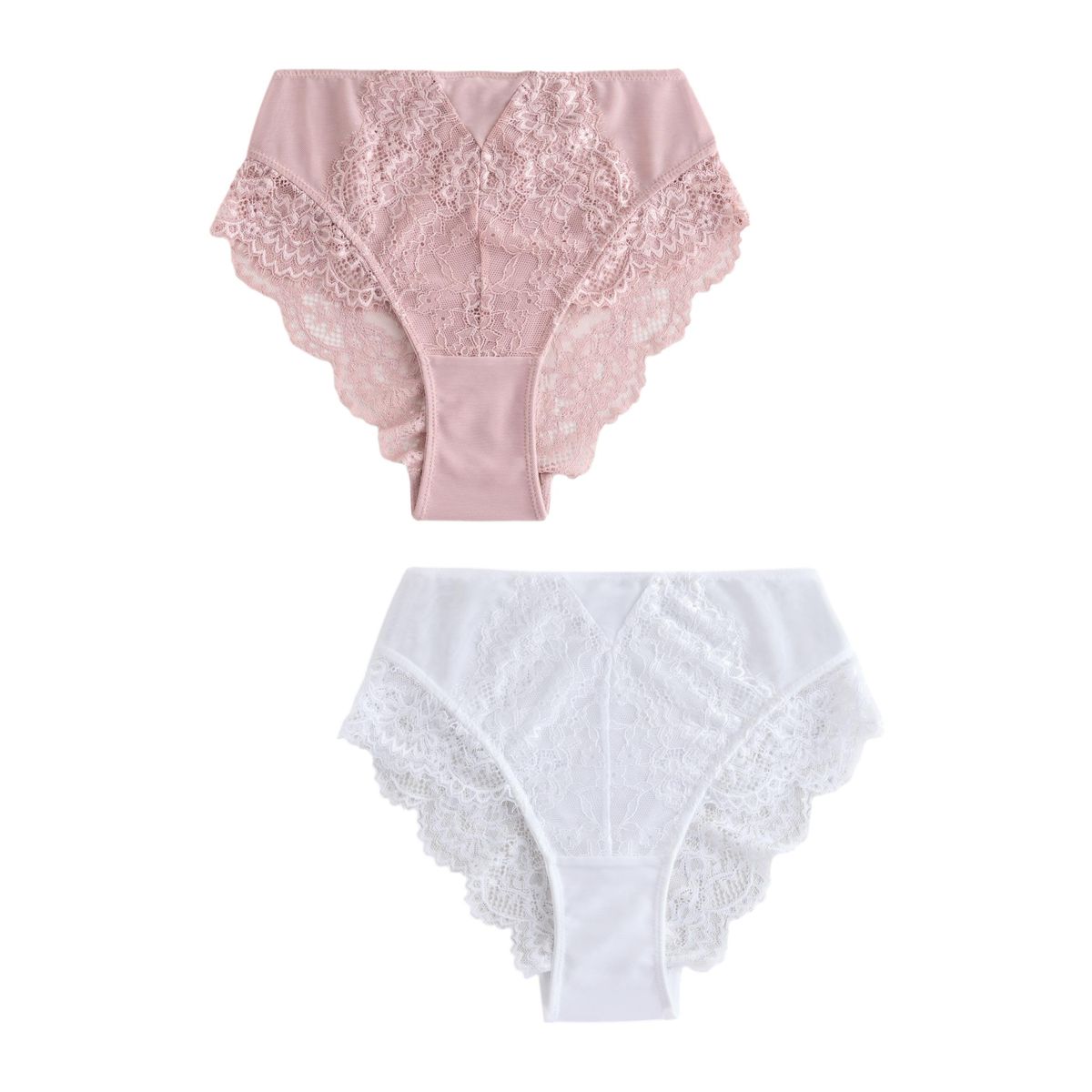 Culotte gainante effet ventre plat, lot de 2 rose poudré/blanc, NEXT