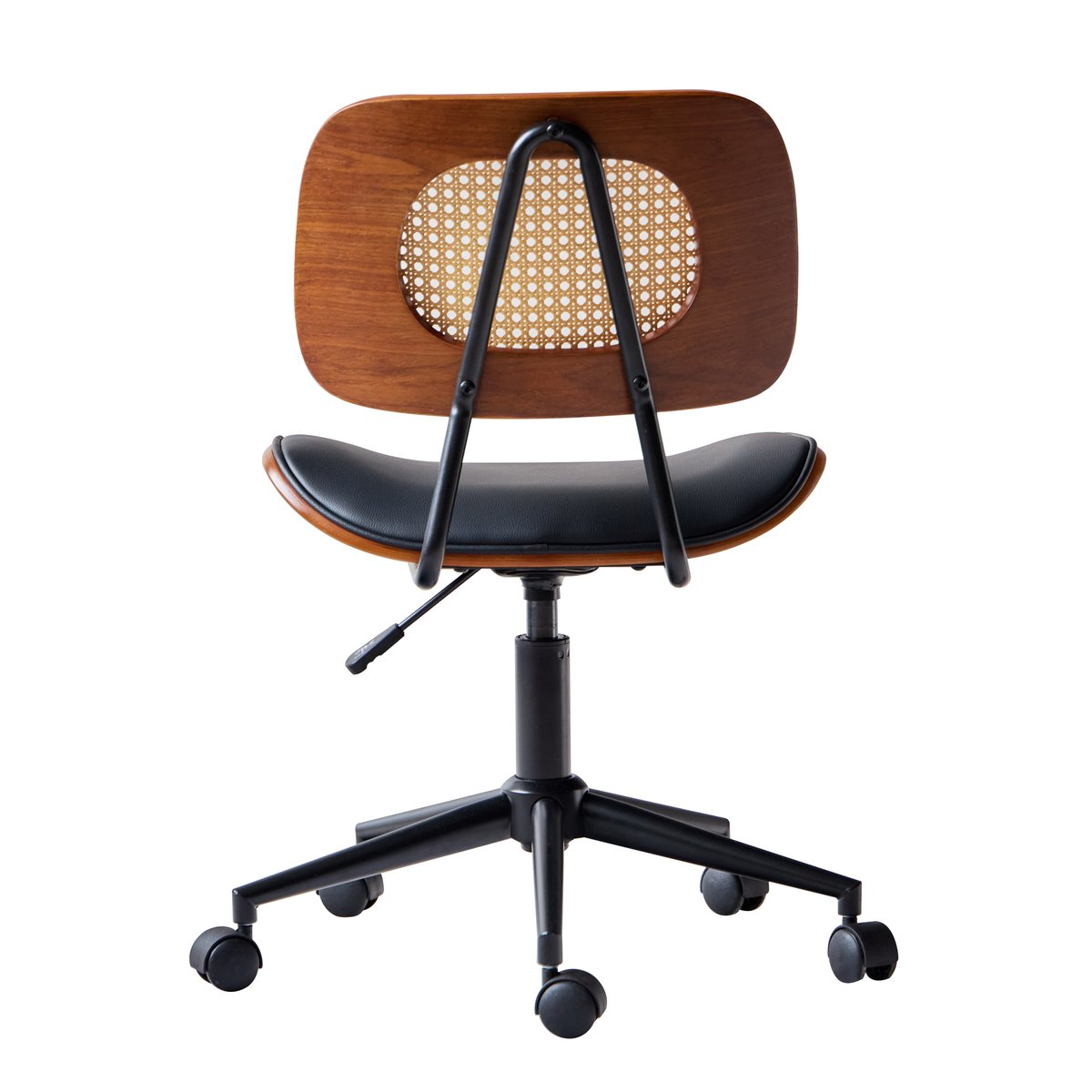 Chaise de bureau en bois et cannage, HERNING noir, NORDLYS