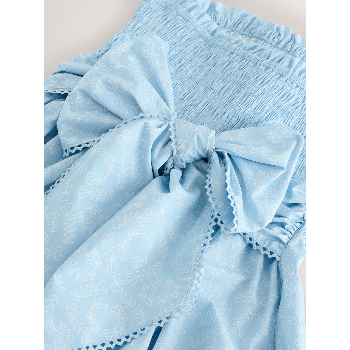 Robe midi à fronces et encolure bandeau imprimé floral bleu, NEXT