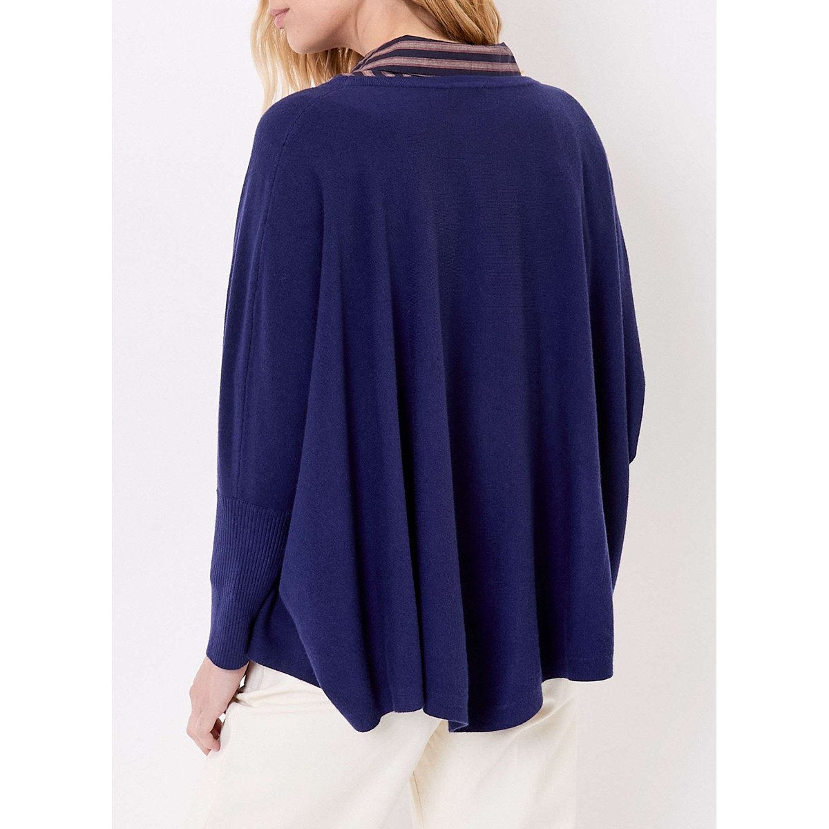 Pull oversize maille col V LANA bleu foncé, LA FIANCÉE
