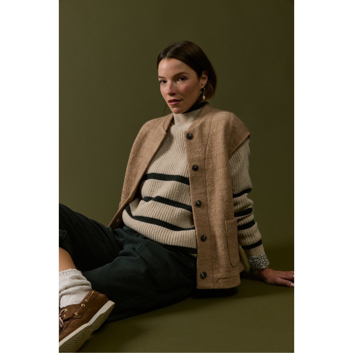 Pull col montant - laine irish cream/otranto, ARMOR-LUX