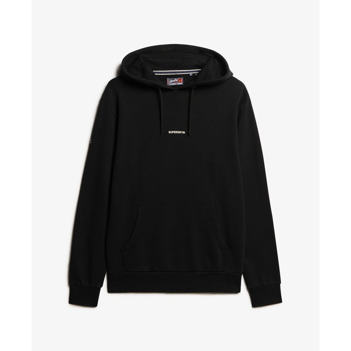Sweat à capuche uni noir, SUPERDRY