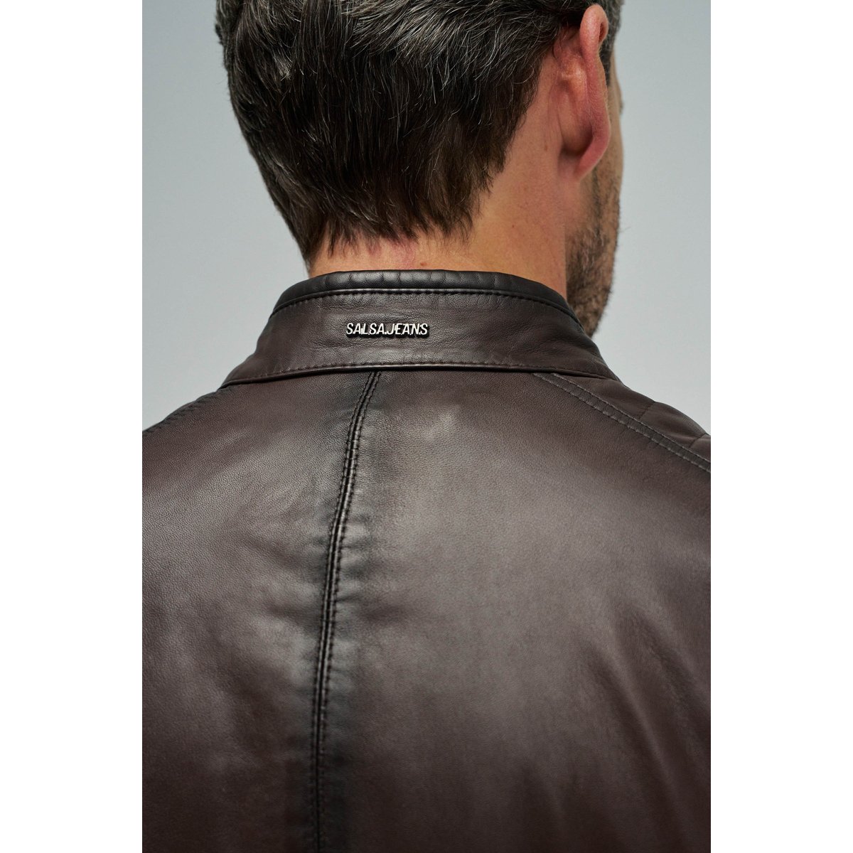 BLOUSON BIKER EN CUIR noir, SALSA JEANS