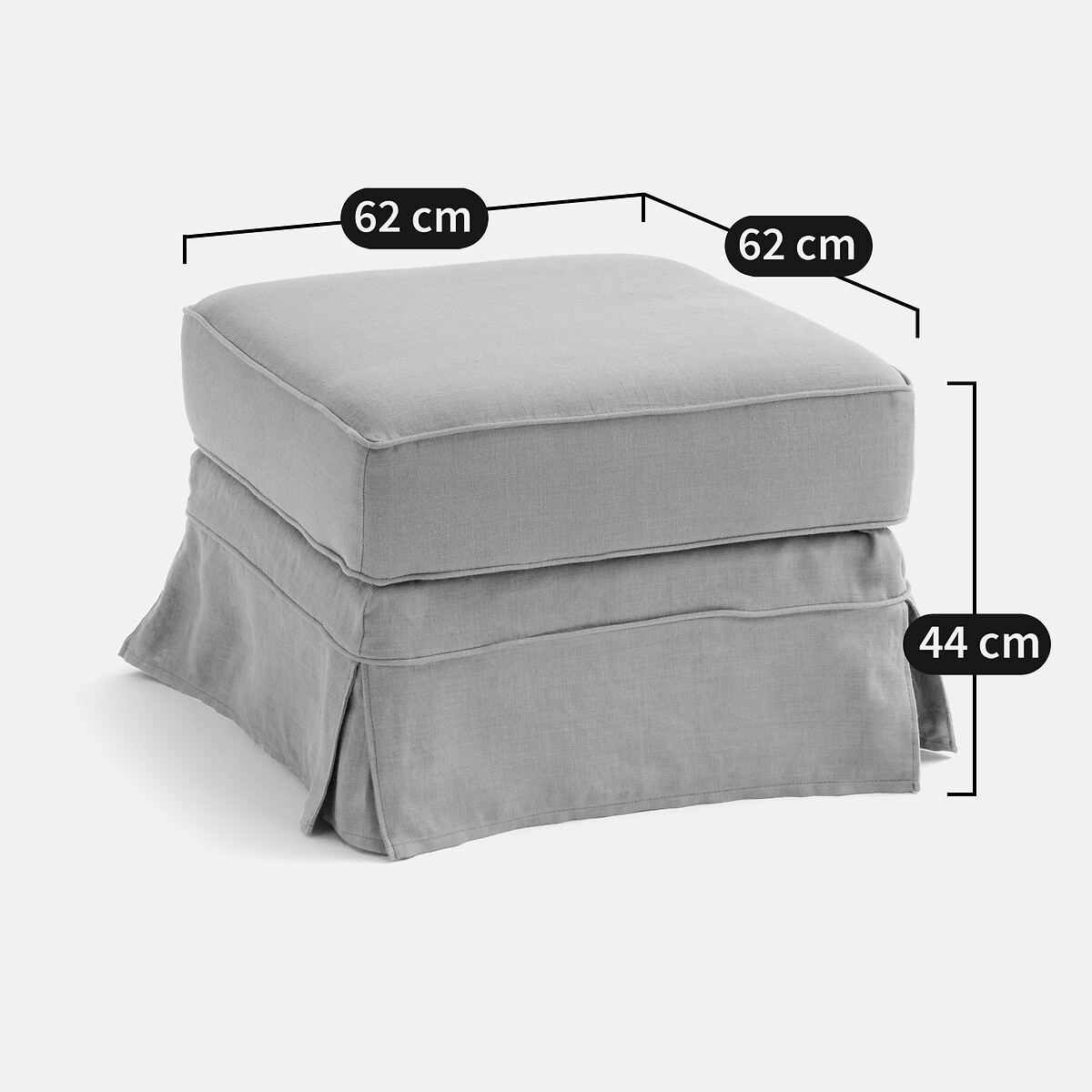Pouf, déhoussable, en lin épais, confort supérieur, ADELIA blanc, LA REDOUTE INTERIEURS