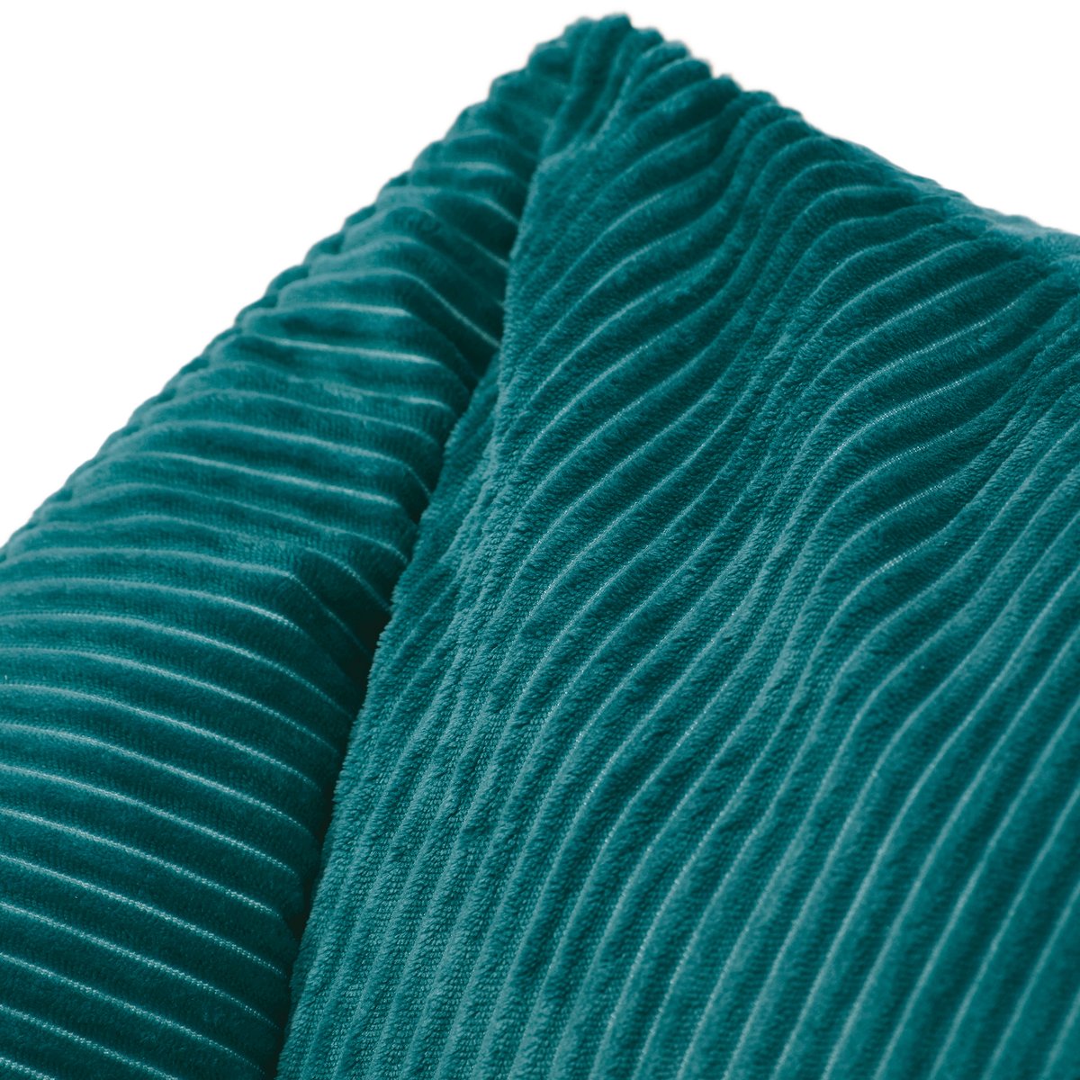 Pouf fauteuil enfant avec repose-pied carré en velours côtelé Oeko-Tex® - NATALIA bleu canard, ICON