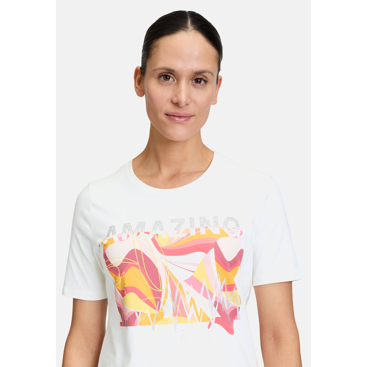 T-shirt basique à motif placé patch cream/rosé, BETTY BARCLAY