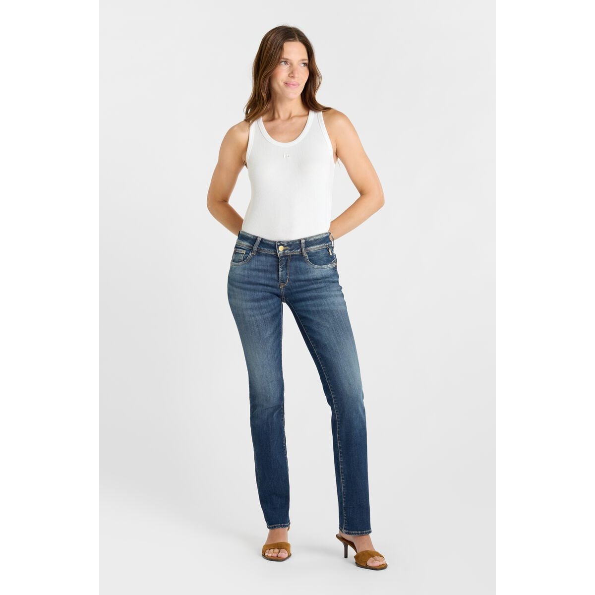 Jeans push-up droite PULP, longueur 34 blue, LE TEMPS DES CERISES