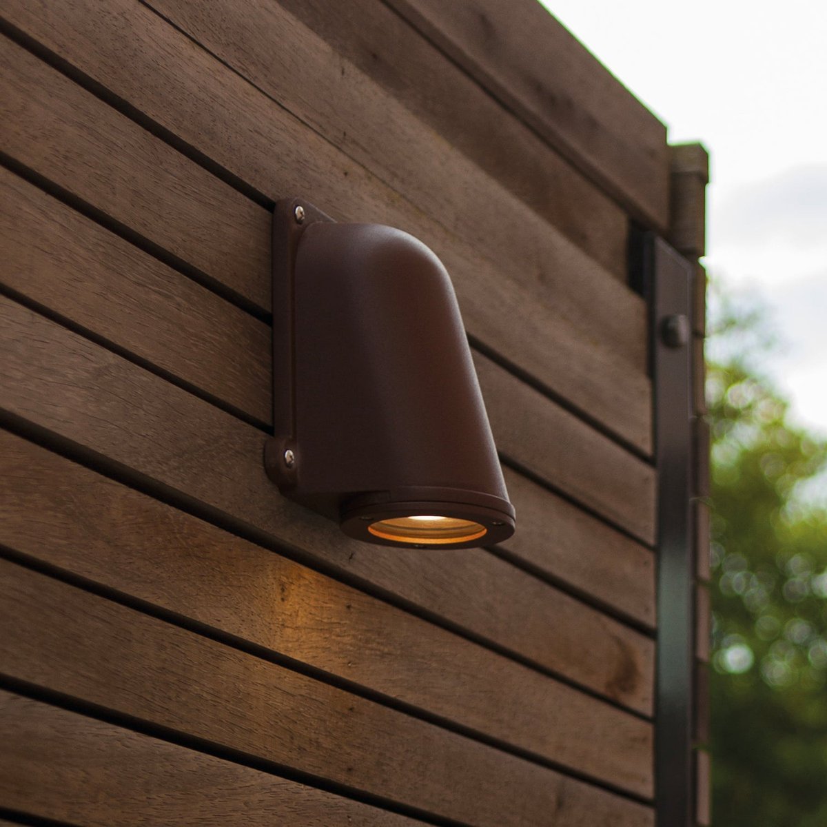 Applique murale d'extérieur sur secteur ANCOR aluminium corten culot GU10 H14,6cm matt brown, LUMISKY