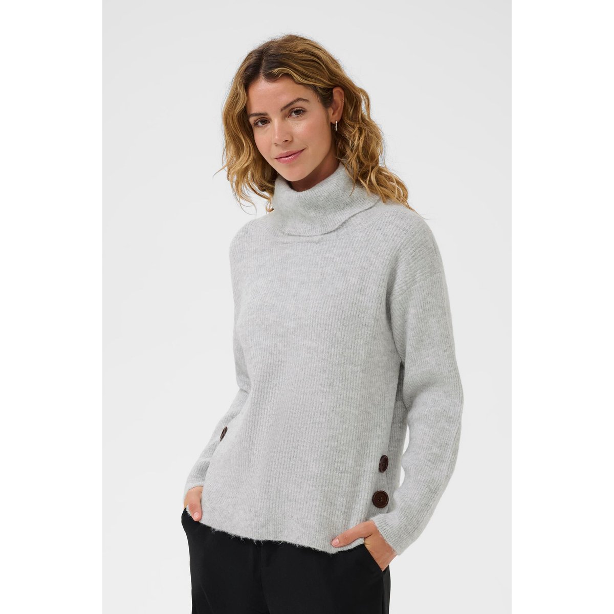 Pullover tricoté gris light grey melnage, CREAM