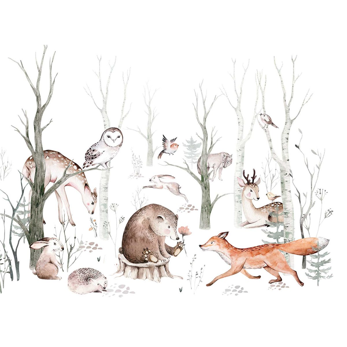 Papier peint forêt enfant intissé, HEXOA