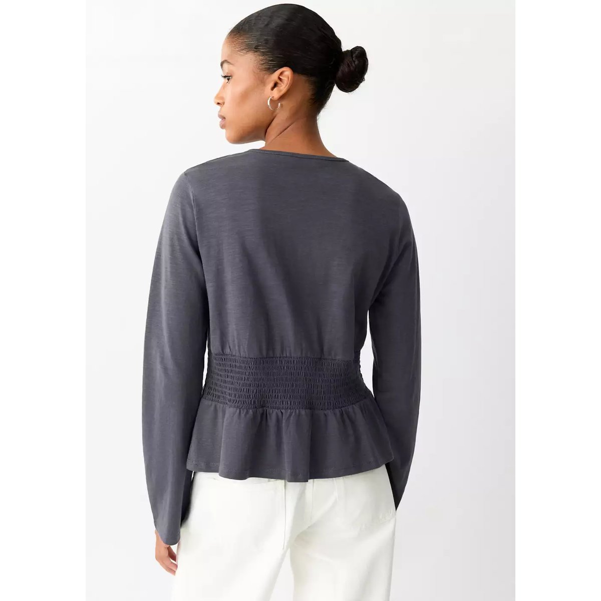 T-shirt froncé coton gris anthracite, MANGO TEEN