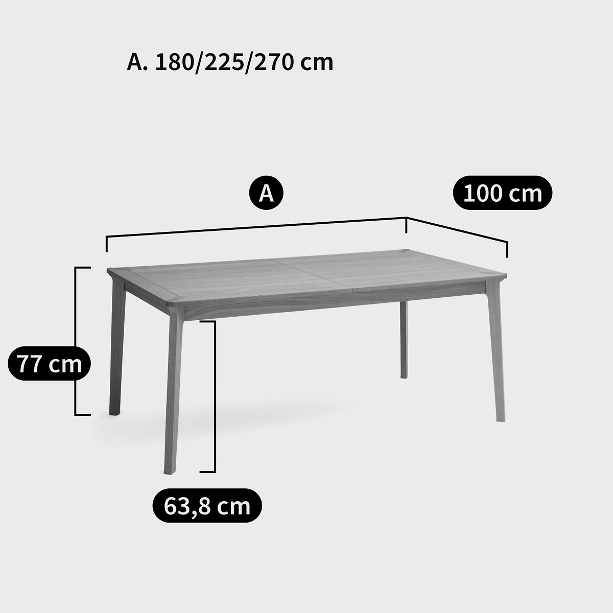 Table extensible, plaqué chêne, 6 à 10 personnes, 2 allonges intégrées, PULLY chêne, LA REDOUTE INTERIEURS