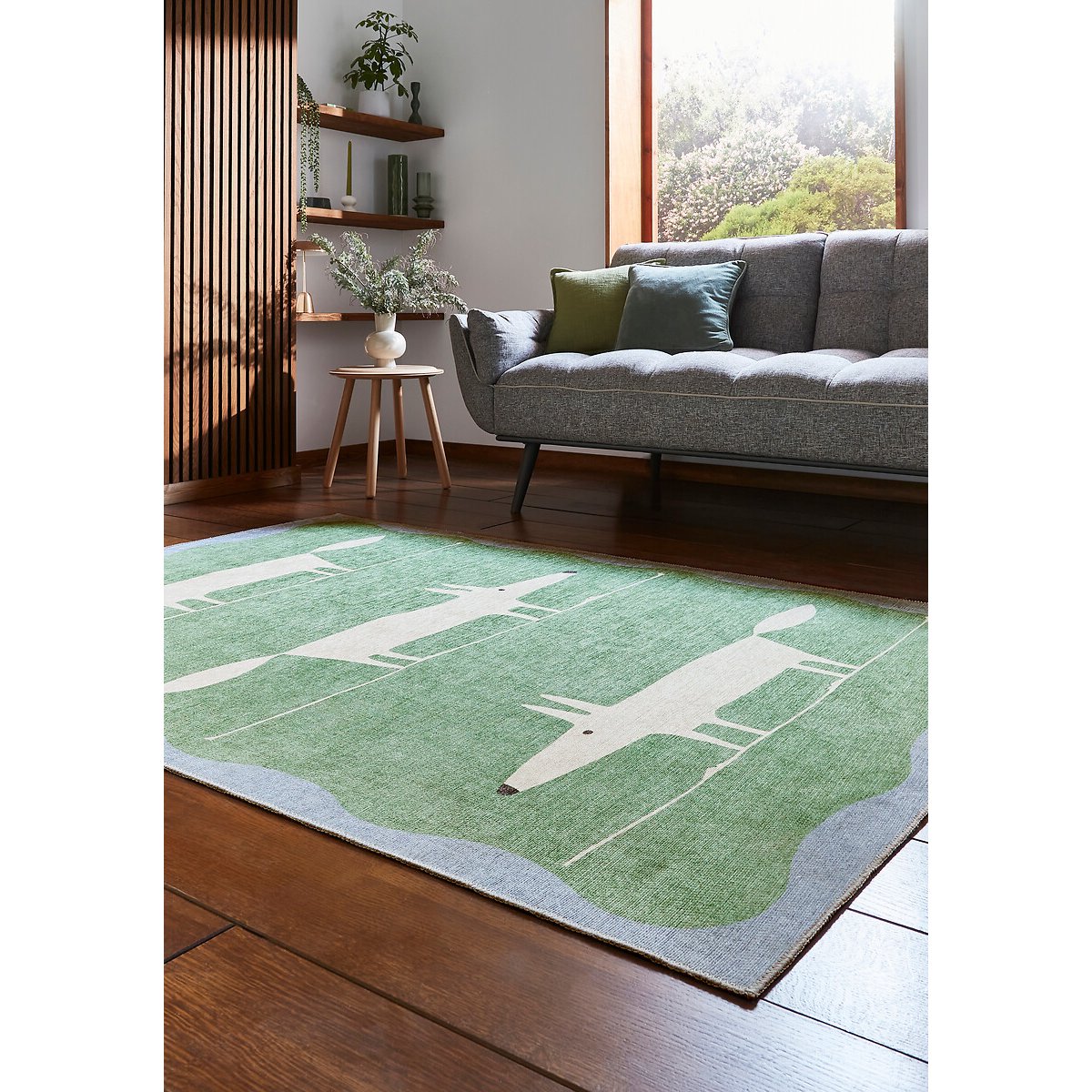 Mr Fox Washable Rug green/white, SCION