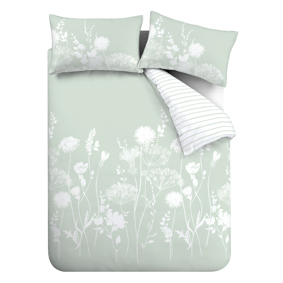 Meadowsweet Floral Easy Care Cotton Mix Duvet Cover and Pillowcase Set green, CATHERINE LANSFIELD