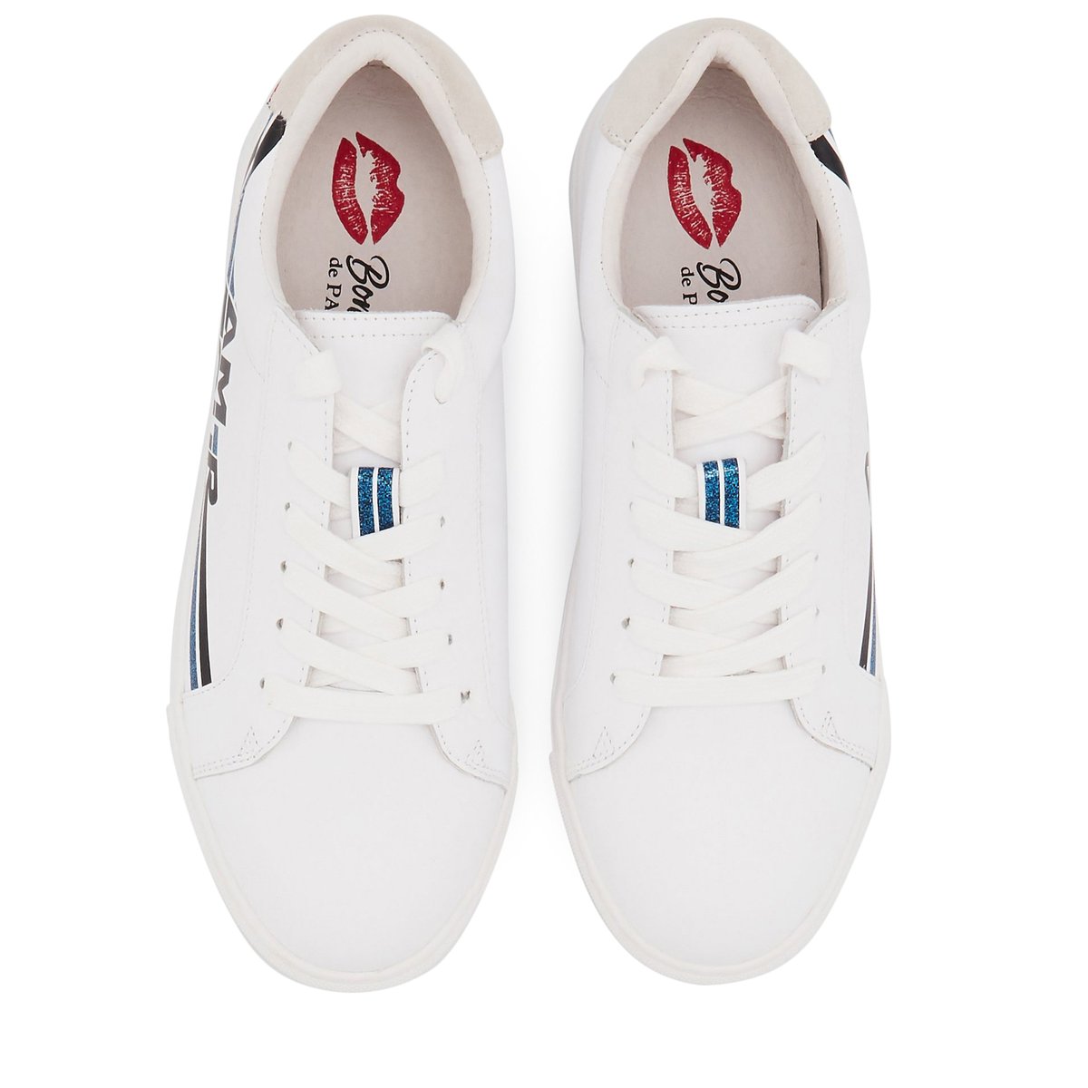 Baskets En Cuir Simone Retro Amour blanc, BONS BAISERS