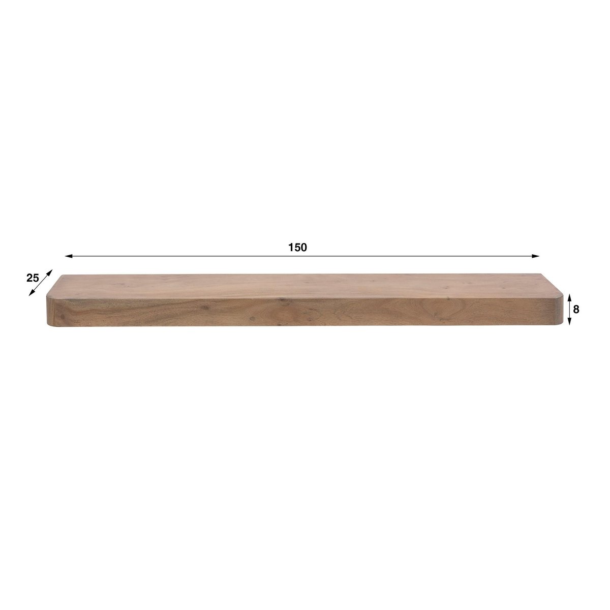 Etagère murale bois foncé plateau épais 150 cm NAKO marron, PIER IMPORT