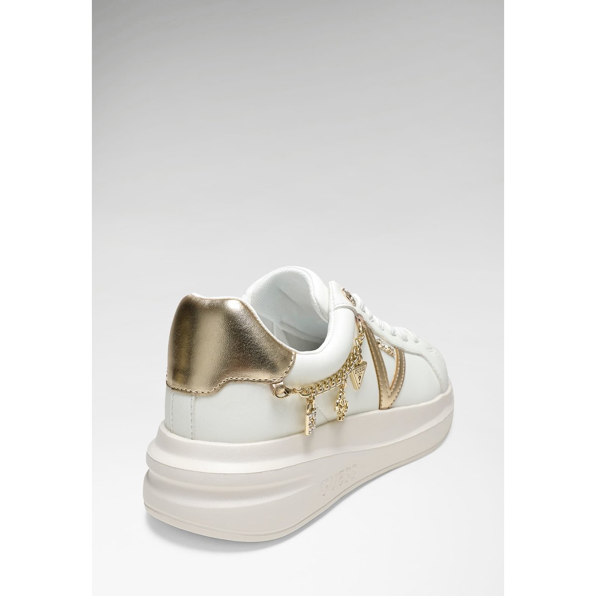 Baskets En Cuir Véritable Ebetts blanc multi, GUESS