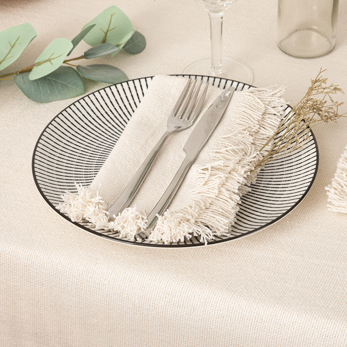 Lot de 2 serviettes de table MAHA gris, ATMOSPHERA