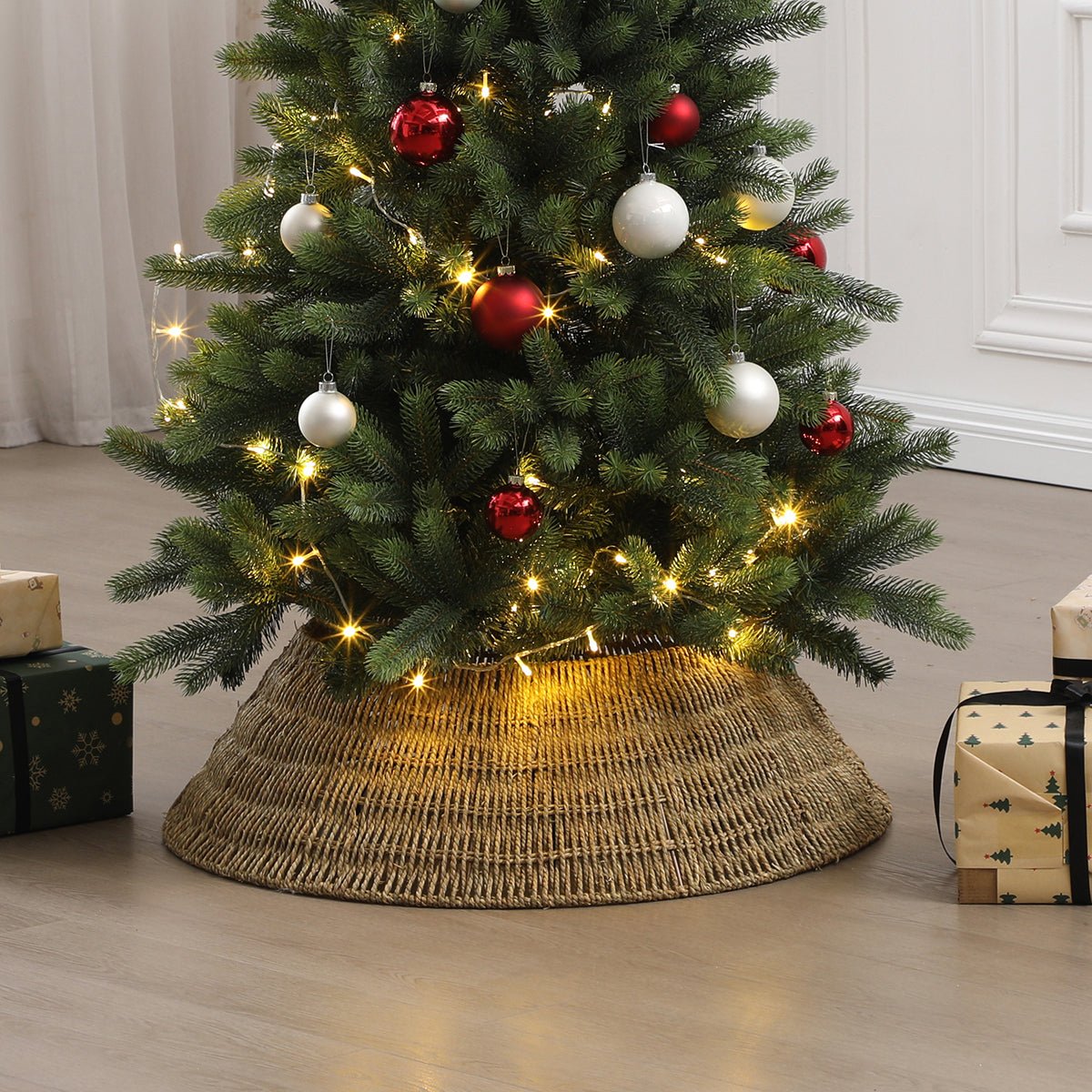 Jupe de sapin décorative en fibres naturelles D84 NOEL marron, SIA DECO