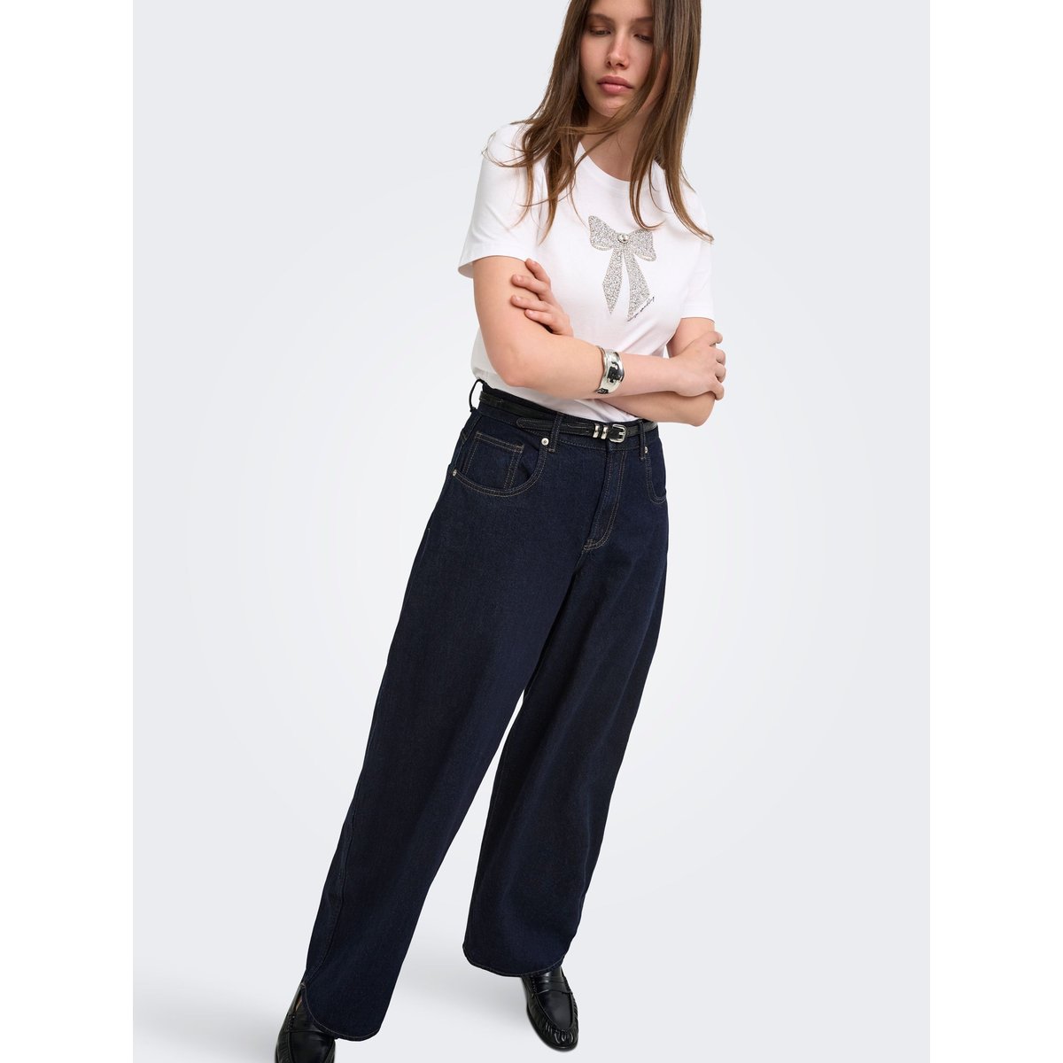 Jean À Jambe Large dark blue denim, ONLY