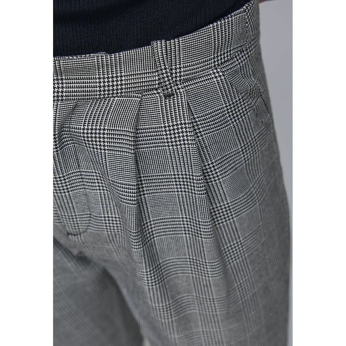 Pantalon cigarette Prince de Galles lin/noir, IKKS
