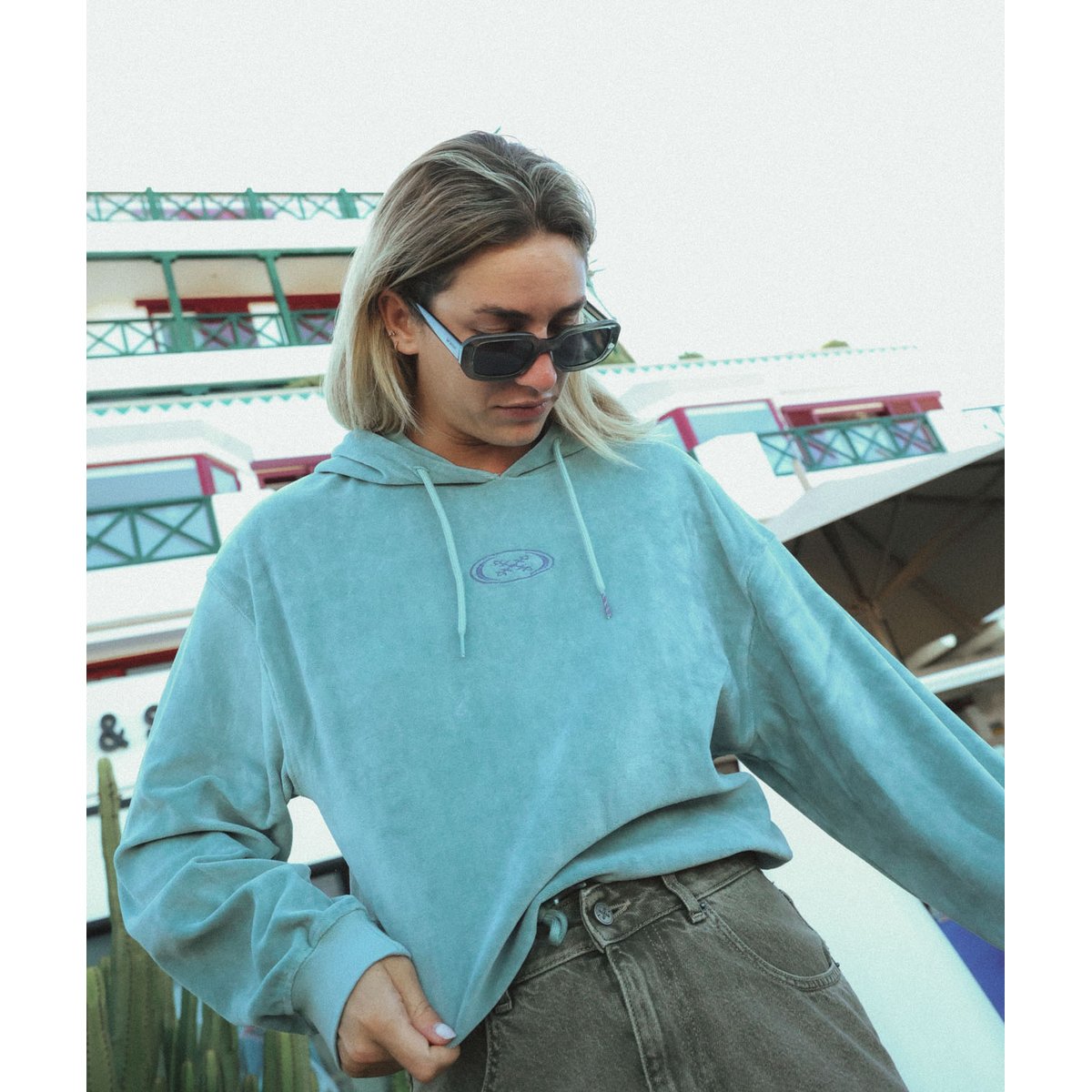 Sweat à capuche VELVET stone blue, OXBOW