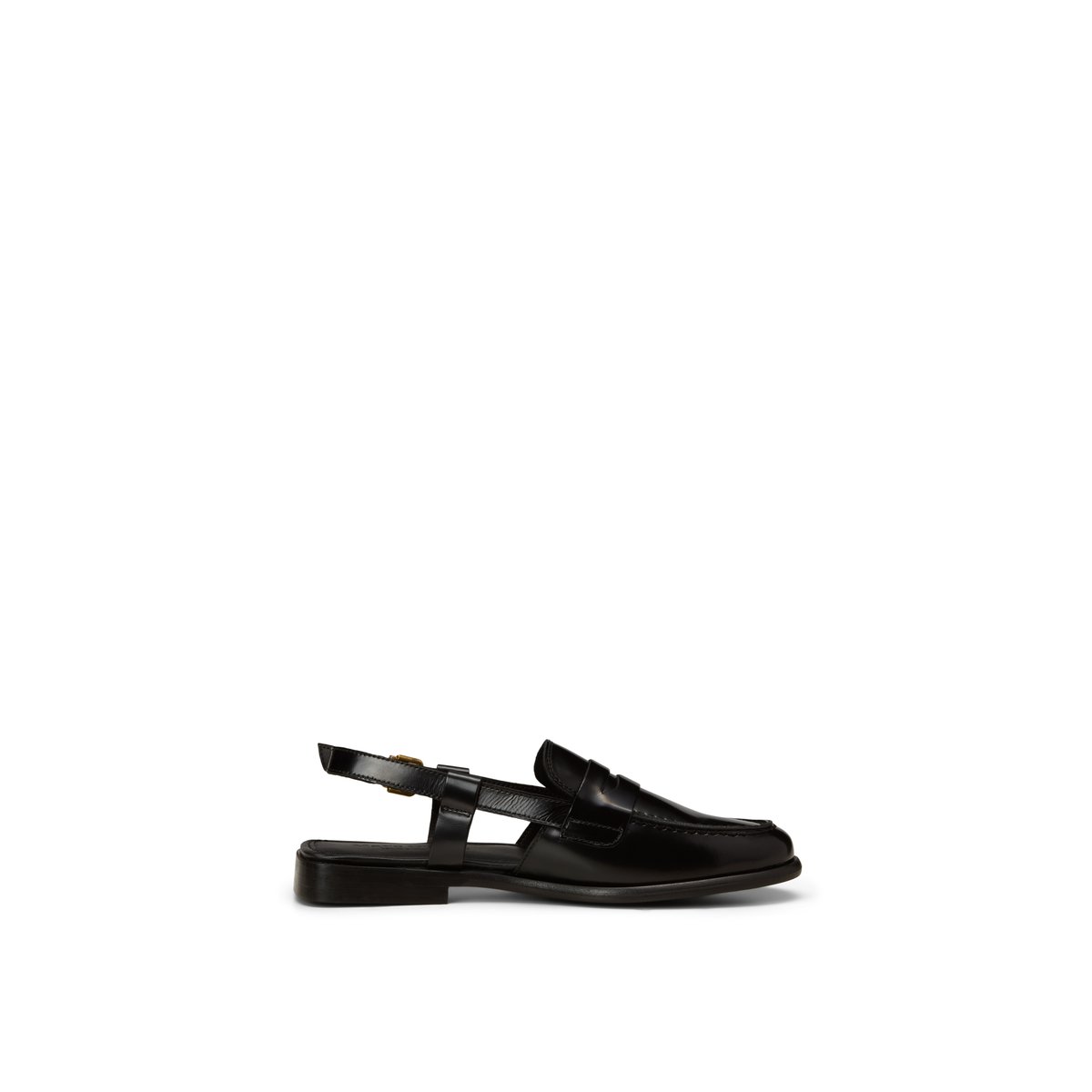 Sandale loafer modèle Fiona en cuir de vache brillant noir, MARC O'POLO