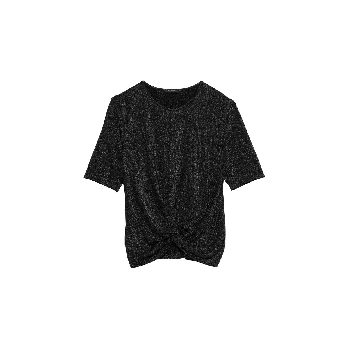 Tee-shirt pailleté drapé avec noeud noir, IKKS