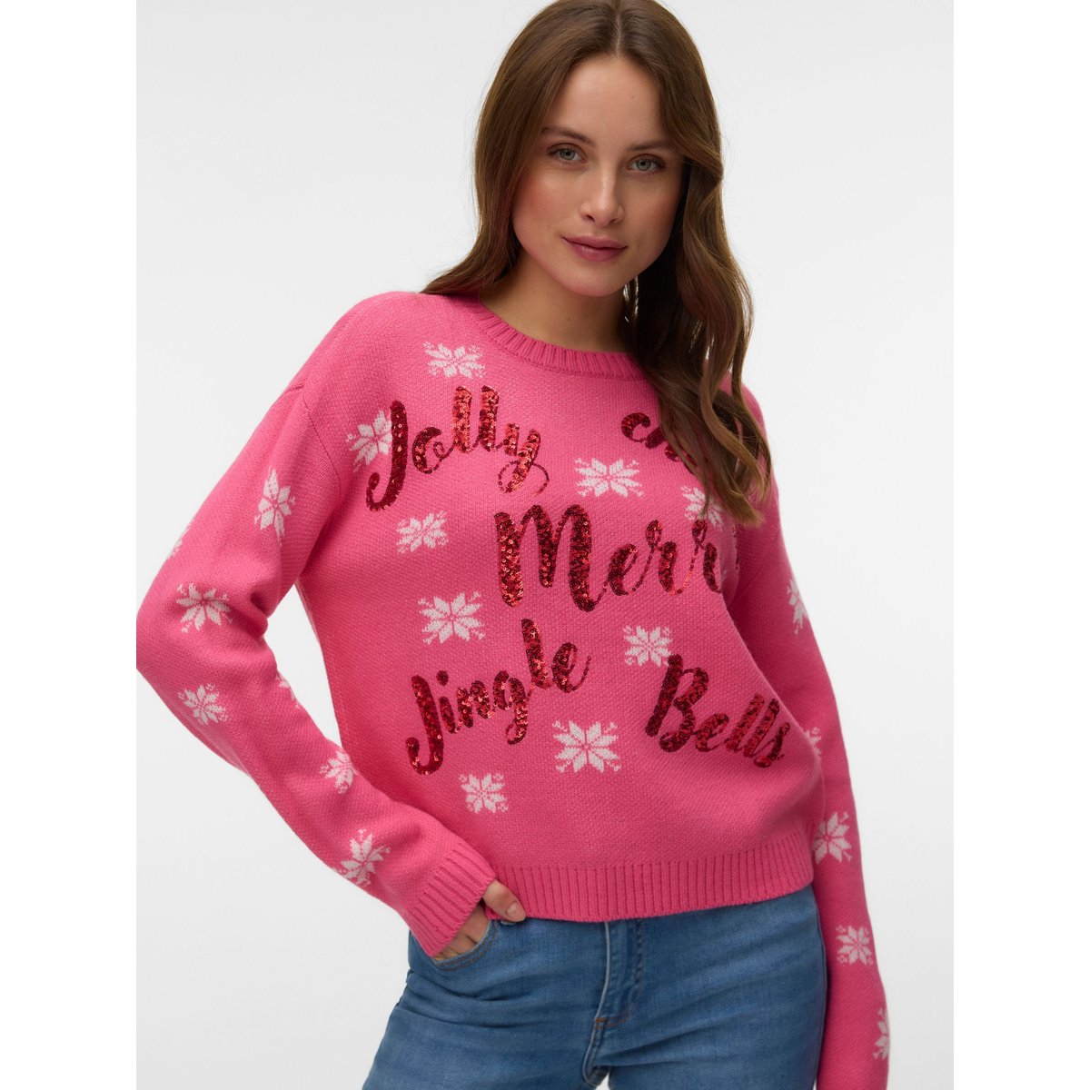 Pull En Maille rose - hot pink 1, VERO MODA