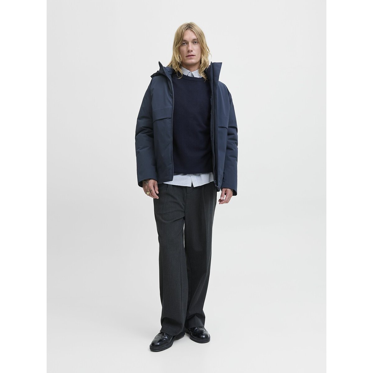 Pull col rond bleu marine, JACK & JONES