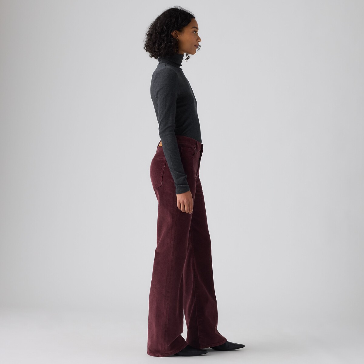 Pantalon Ribcage Flare en velours bordeaux, LEVI'S