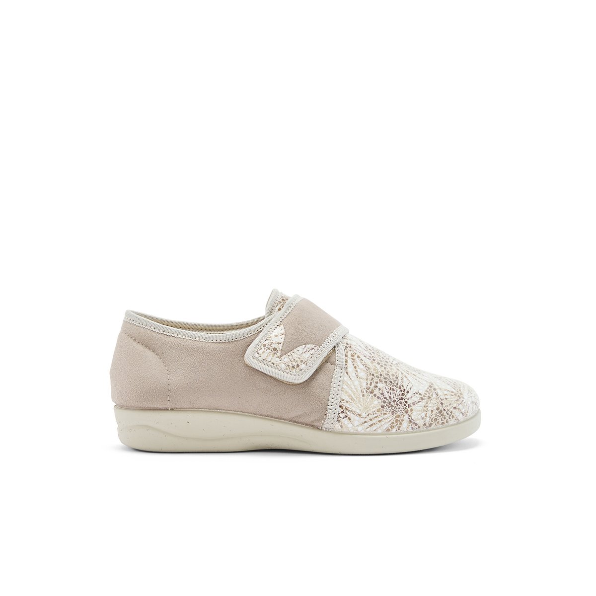 Derbies à scratch tissu extensible beige, PEDICONFORT