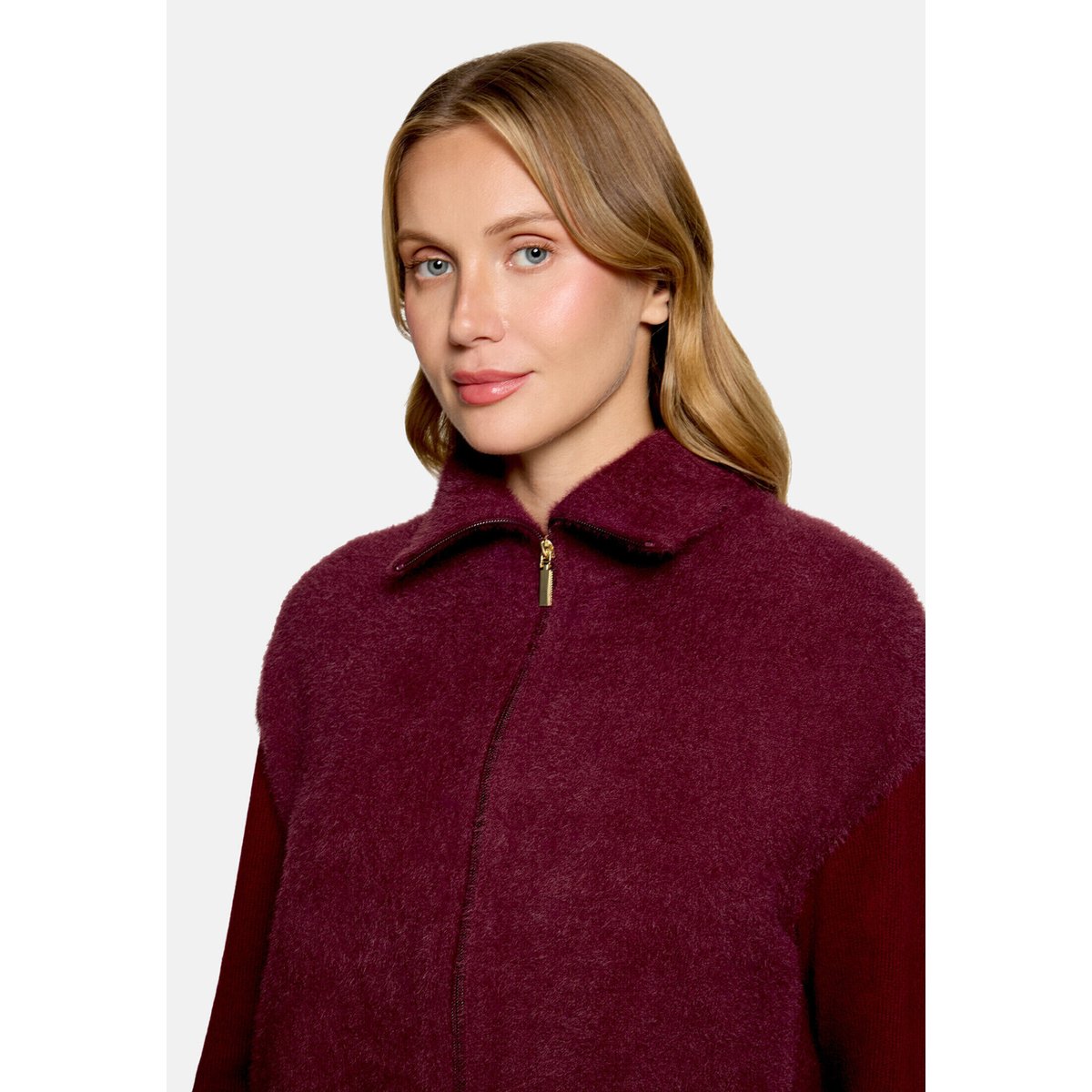 Veste sans manches en maille à fermeture zippée fall burgundy, BETTY & CO