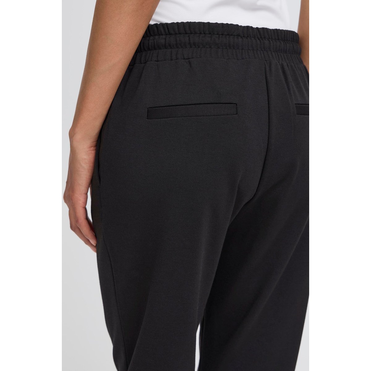 Pantalon coupe slim, taille élastiquée noir, ICHI