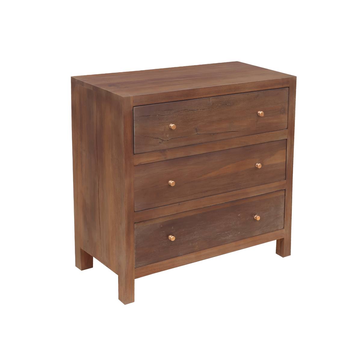 Commode 3 tiroirs en bois recyclé ARVEN bois foncé, MADE IN MEUBLES