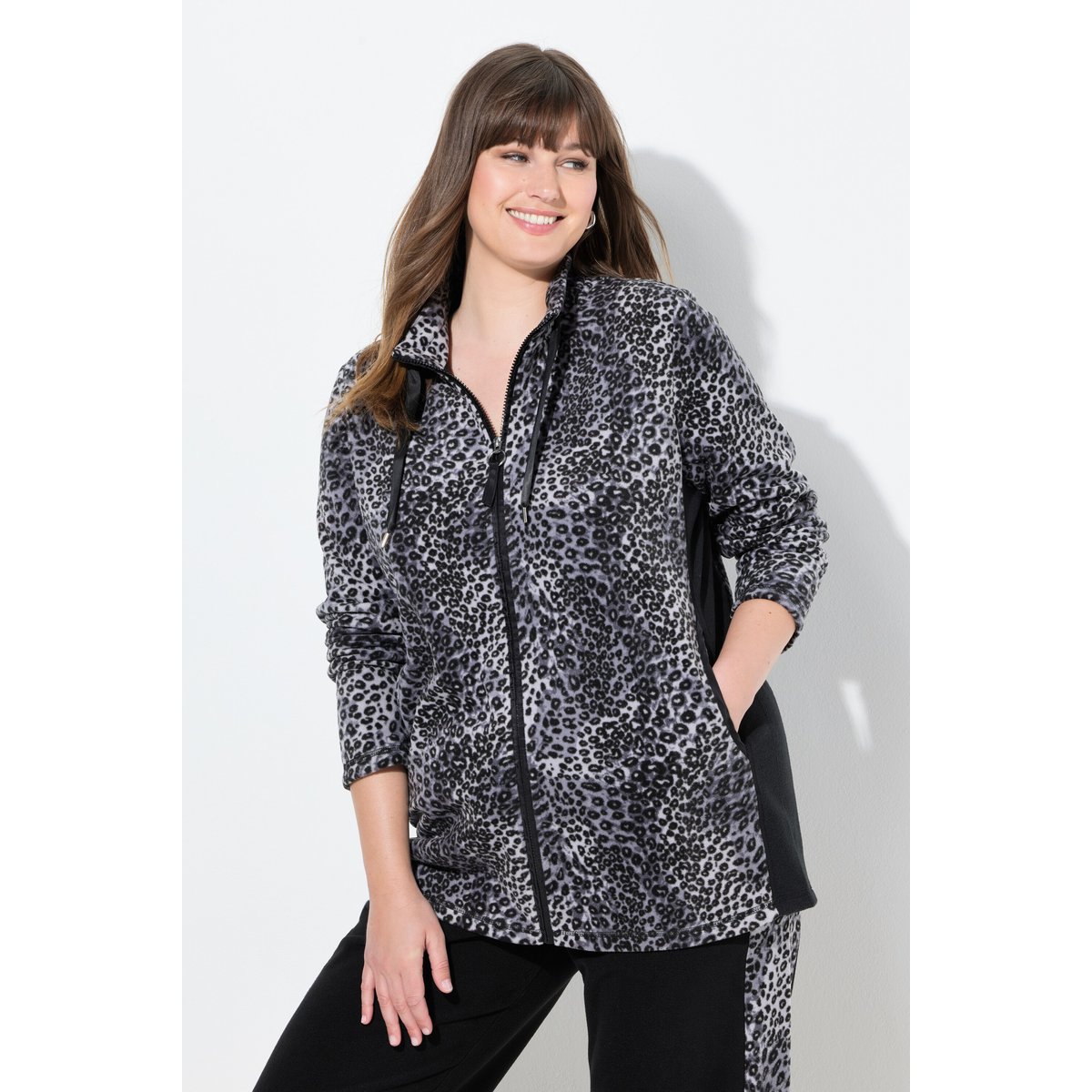 Veste polaire d'intérieur à col montant et noir, ULLA POPKEN