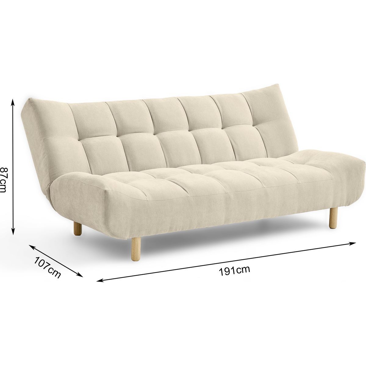 Canapé capitonné convertible 3 places en tissu chenille - BUMPY beige, HOMIFAB