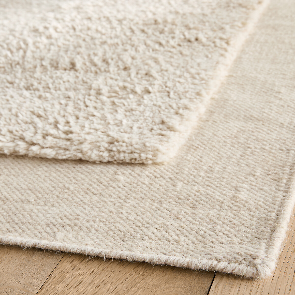 Tapis de couloir noué à la main, en laine, EDGI craie, AM.PM