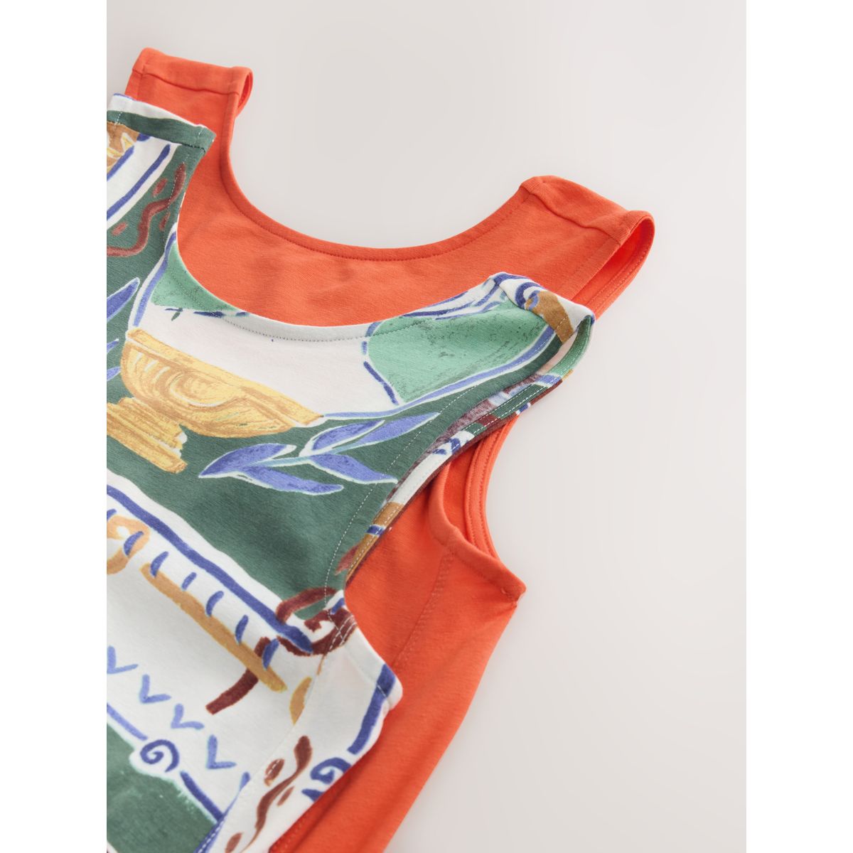 Robe longue en jersey avec dos dégagé orange/graphique, NEXT