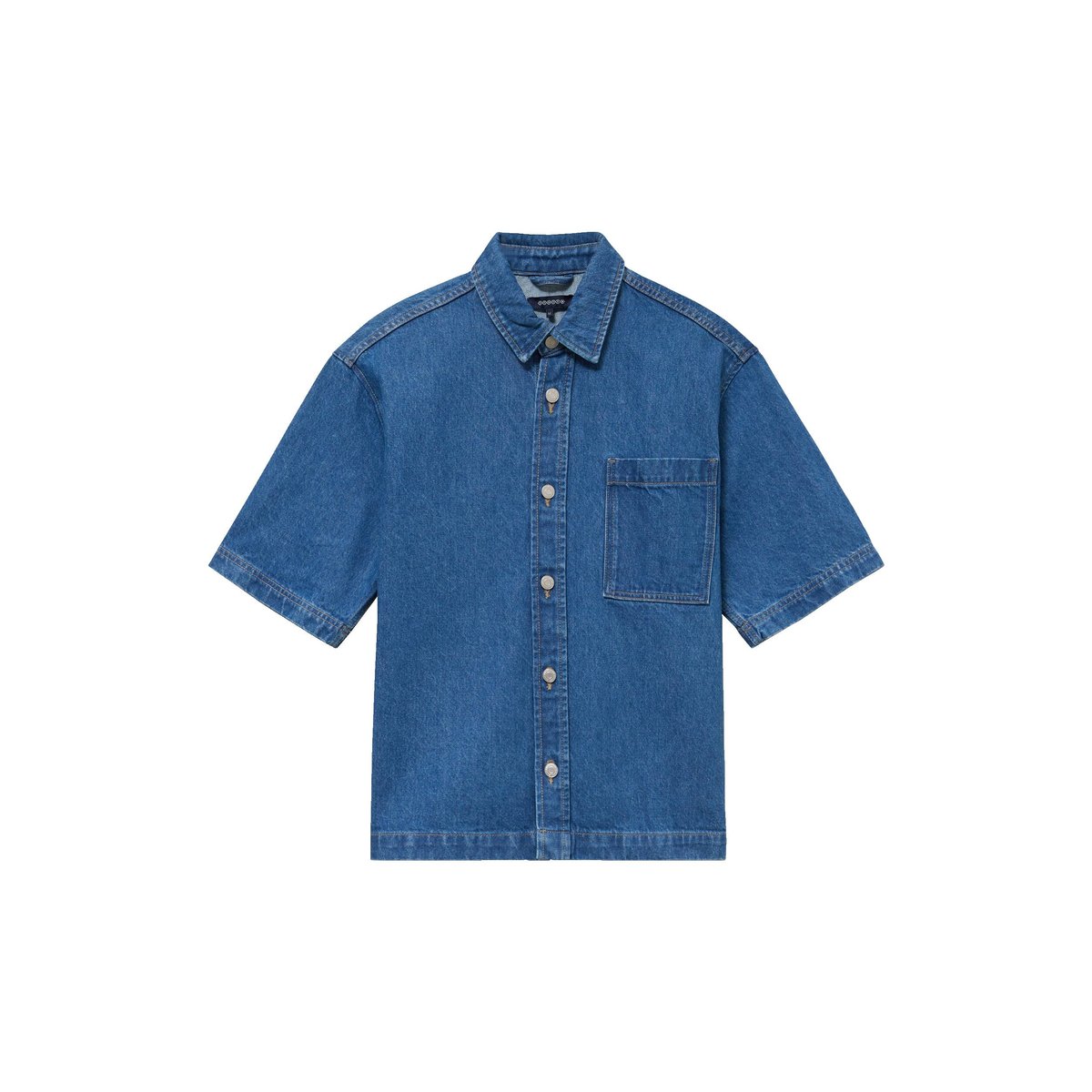 Chemise col américain manches courtes denim stone, BONOBO