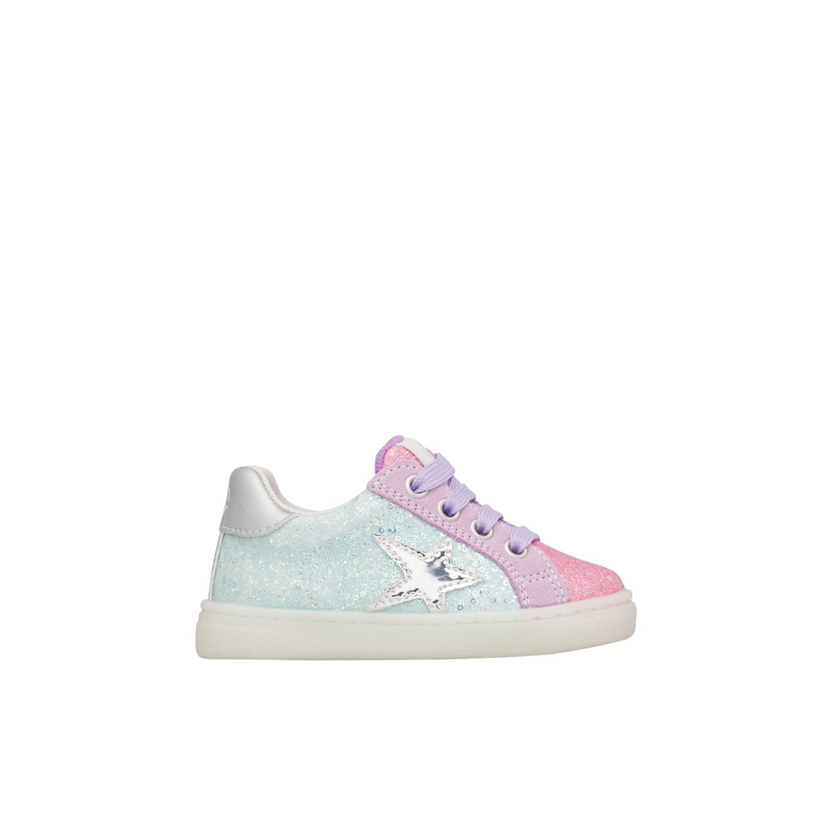 Sneakers en daim et cuir pailleté PINN ZIP. rose-lilas, NATURINO