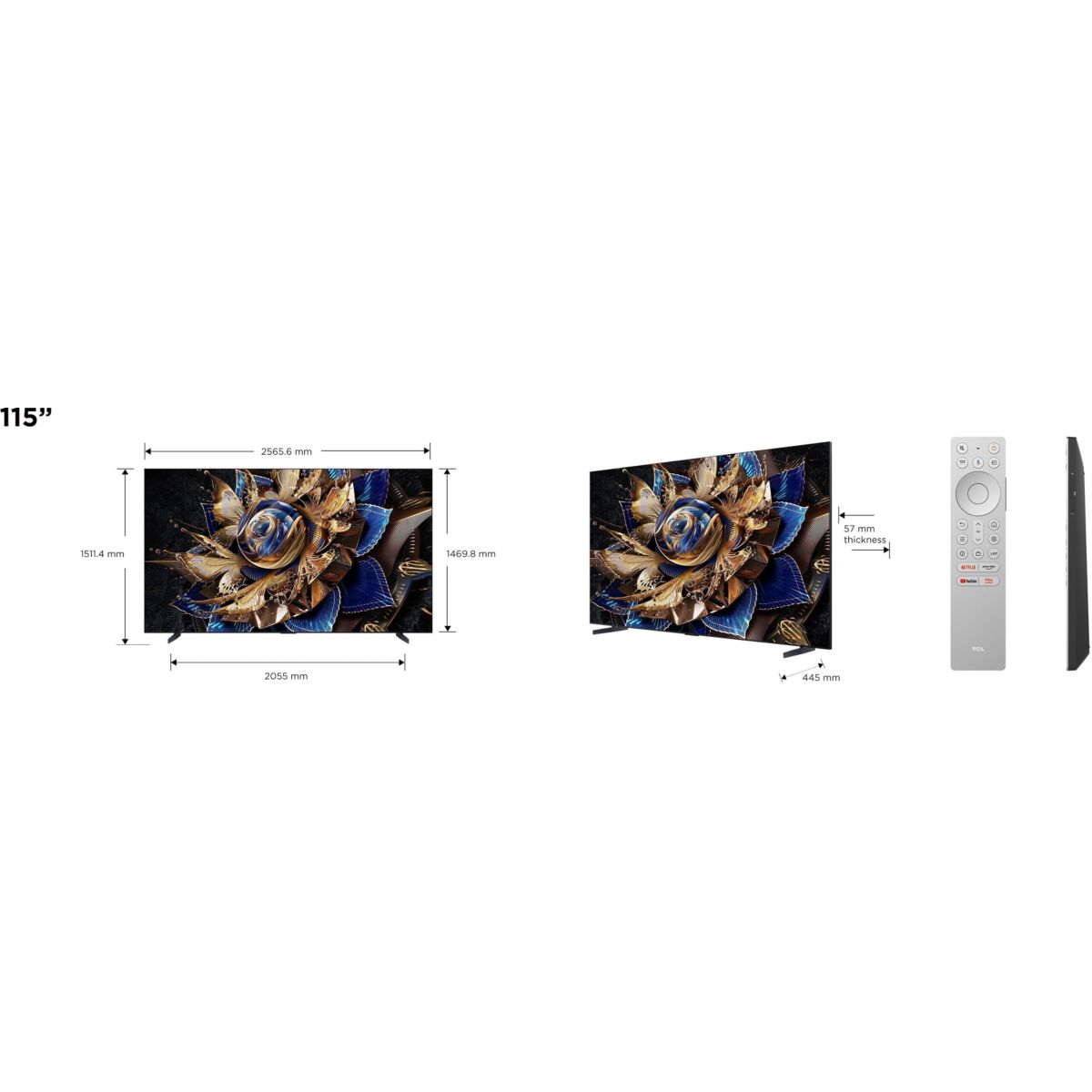 TV Mini Led 115X955MAX-115 pouces (291cm) couleur unique, TCL