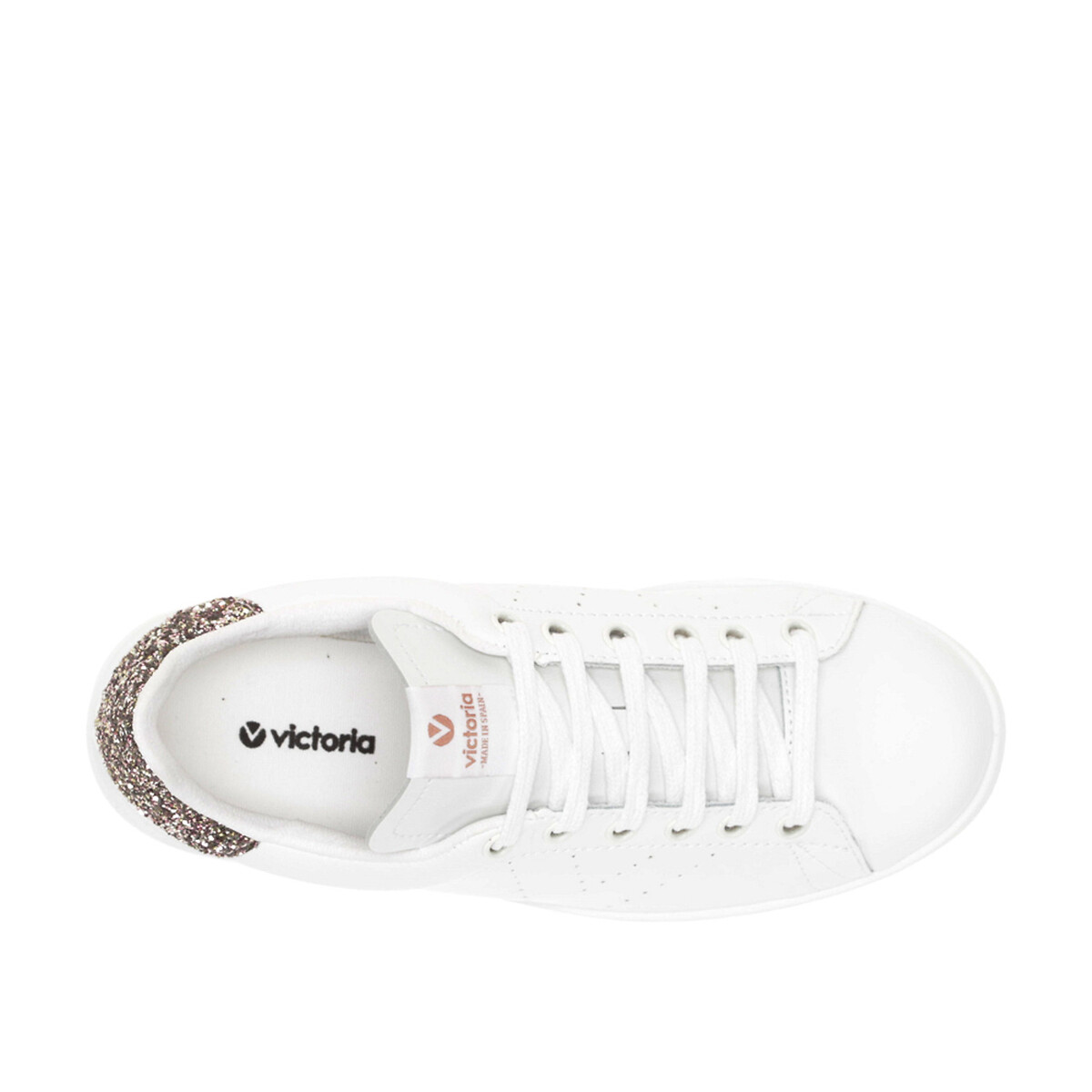 Leren en glitter sneakers wit, VICTORIA