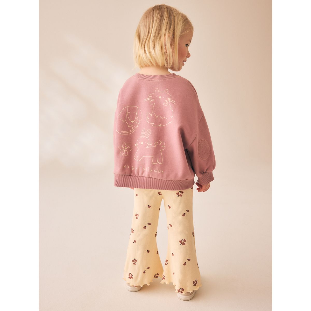 Ensemble legging évasé et sweat animaux roses à motifs, NEXT