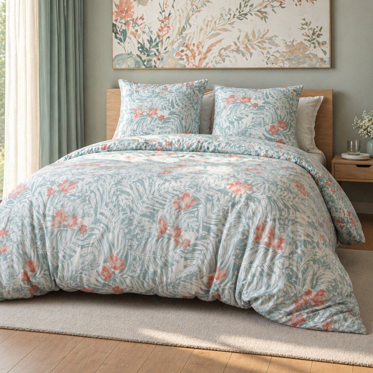 Parure housse de couette avec taie(s) en microfibre motif fleural, MAONAV multicolore, C DESIGN HOME TEXTILE